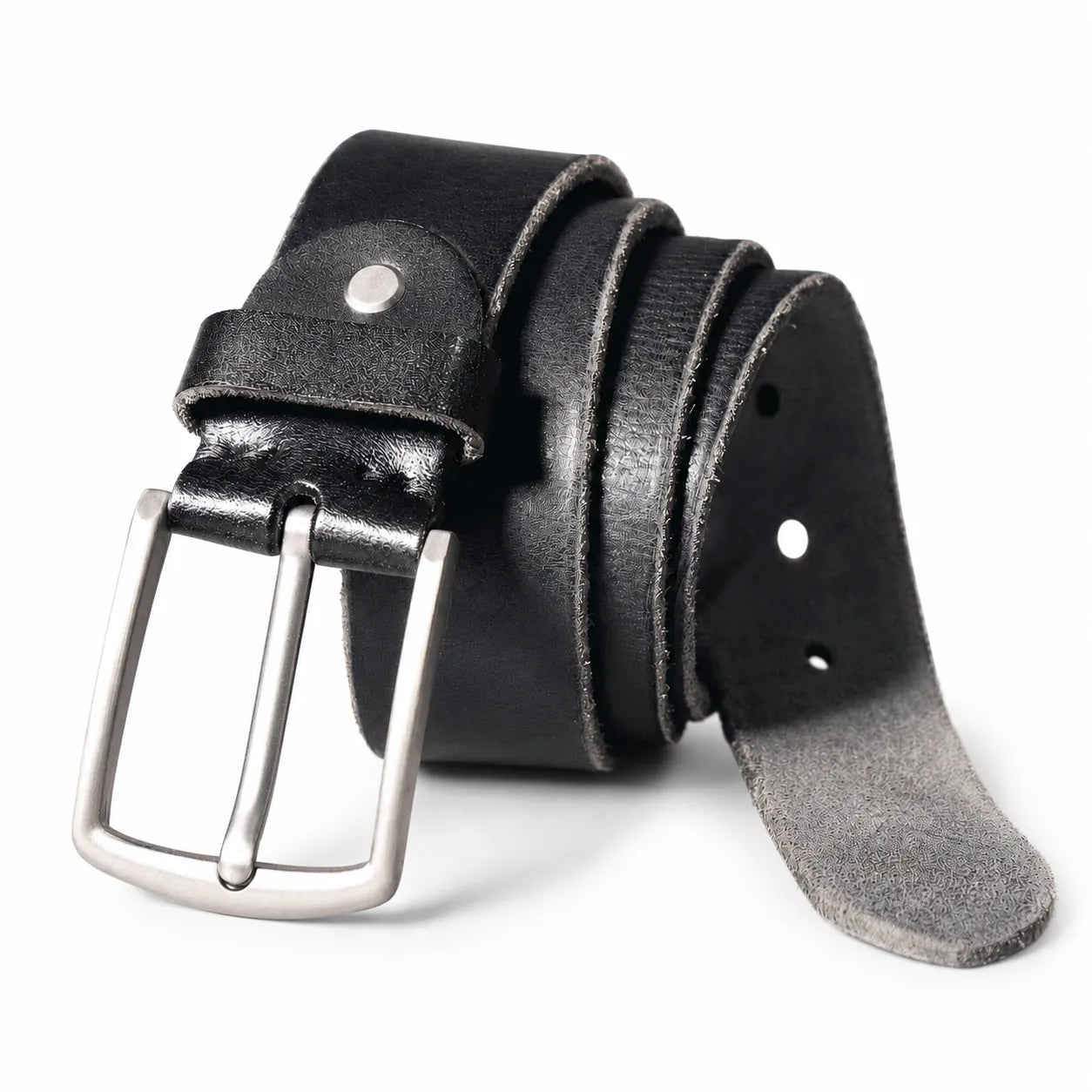Cinto de Couro Masculino Modelo Retrô Preto