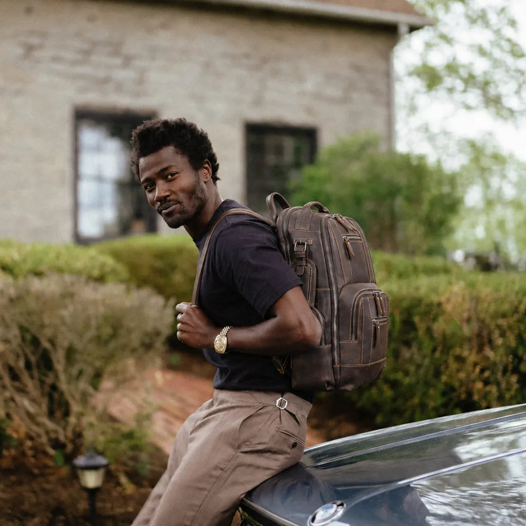 mochila de couro para notebook masculina