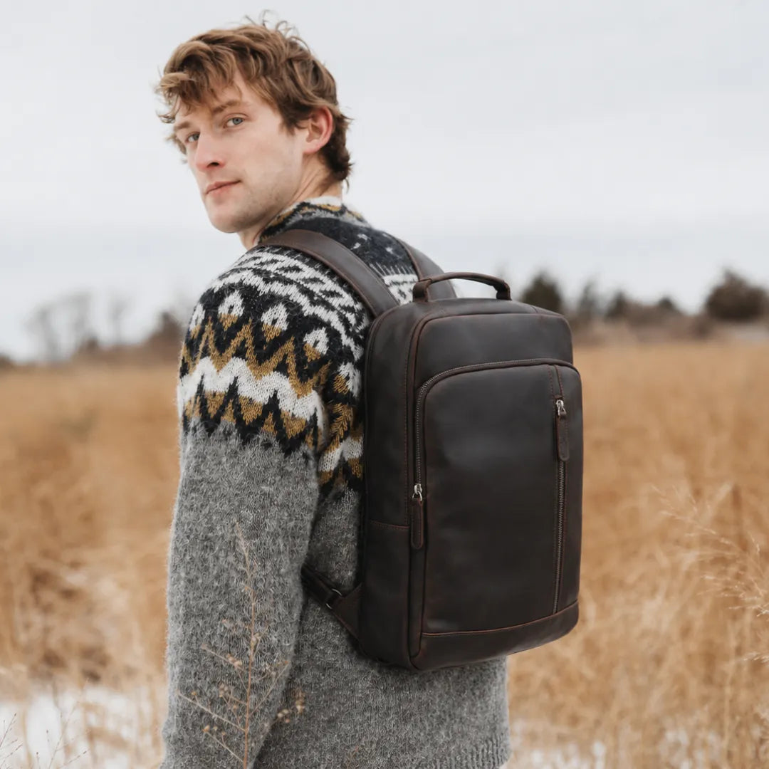 mochila de couro notebook