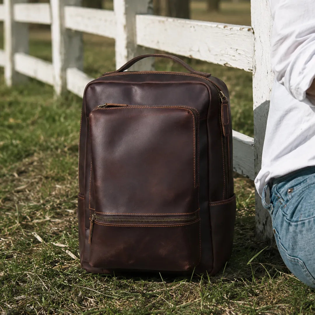 mochila de couro para notebook
