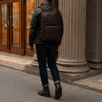 mochila de couro para notebook